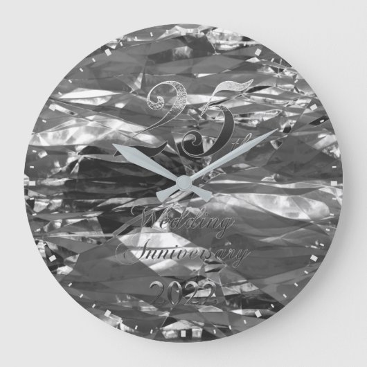 2022 25th Silver Wedding Jubileum Elegant Grote Klok (Voorkant)