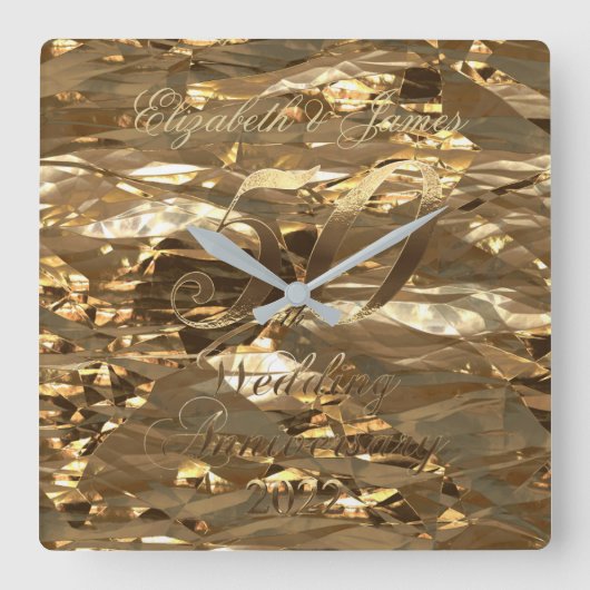 2022 50ste bruiloft Jubileum Golden Wedding Vierkante Klok (Voorkant)