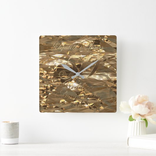 2022 50ste bruiloft Jubileum Golden Wedding Vierkante Klok (Huis)