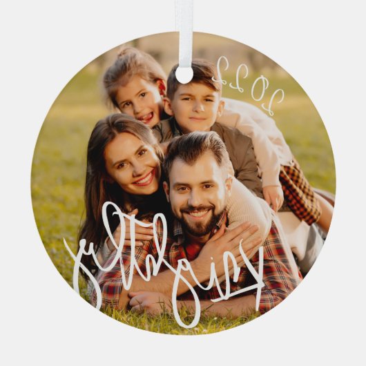 2022 Aangepaste moderne Manuscript - Fotonaam Glas Ornament (Achterkant)