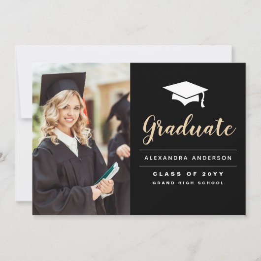 2022 Aankondiging zwart Gold Photo Afstuderen (Voorkant)
