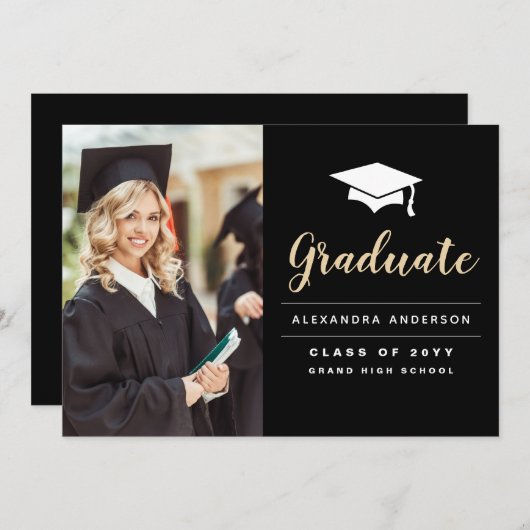 2022 Aankondiging zwart Gold Photo Afstuderen (Voorkant / Achterkant)