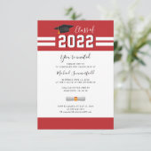 2022 Afstudeer Rood Wit Modern Eenvoudig Afstudere Kaart (Staand voorkant)