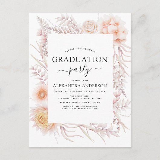 2022 Afstuderen Boho Chic Dusty Pink Desert Invita Briefkaart (Voorkant)