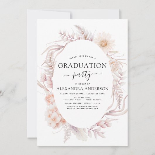 2022 Afstuderen Boho Chic Dusty Pink Desert Invita Kaart (Voorkant)