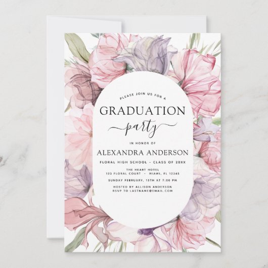 2022 Afstuderen Boho Dusty Pink Paars Kaart (Voorkant)