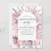 2022 Afstuderen Boho Dusty Pink Paarse Uitnodiging (Voorkant)