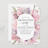 2022 Afstuderen Boho Dusty Pink Paarse Uitnodiging (Voorkant / Achterkant)