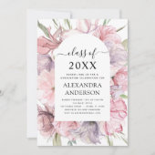 2022 Afstuderen Boho Dusty Pink Paarse Uitnodiging (Voorkant)