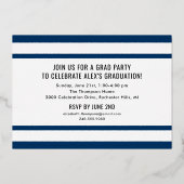 2022 Afstuderen de 'Navy Gold Graduation Party' fo Folie Uitnodiging (Achterkant)