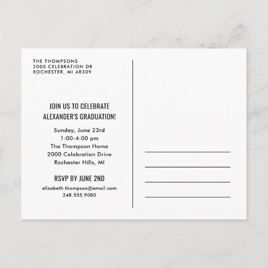 2022 Afstuderen de 'Navy Gold Graduation Party' fo Uitnodiging Briefkaart (Achterkant)