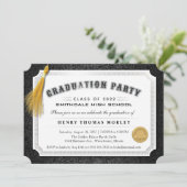 2022 Afstuderen Diploma Black & White Invite Kaart (Staand voorkant)