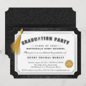 2022 Afstuderen Diploma Black & White Invite Kaart (Voorkant / Achterkant)