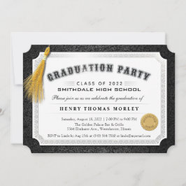 2022 Afstuderen Diploma Black & White Invite Kaart