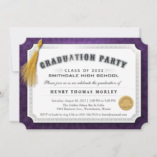 2022 Afstuderen Diploma Paars & White Invite Kaart
