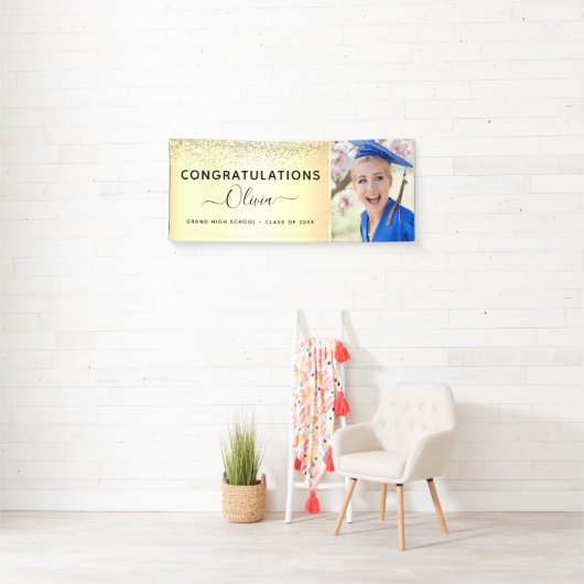 2022 Afstuderen Glitter Gold Black Spandoek (Insitu)