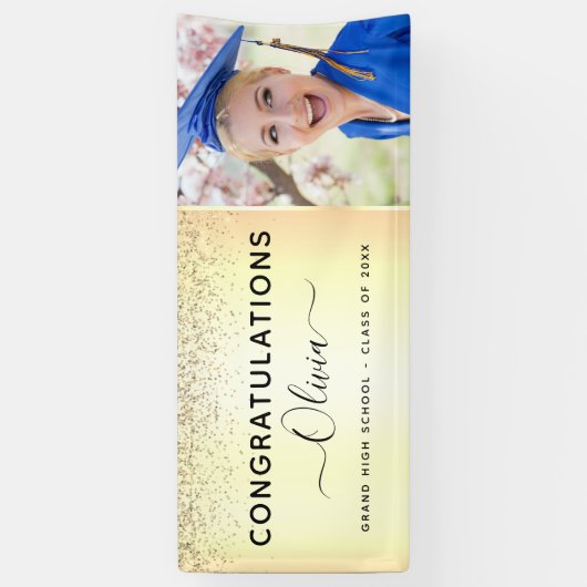 2022 Afstuderen Glitter Gold Black Spandoek (Verticaal)