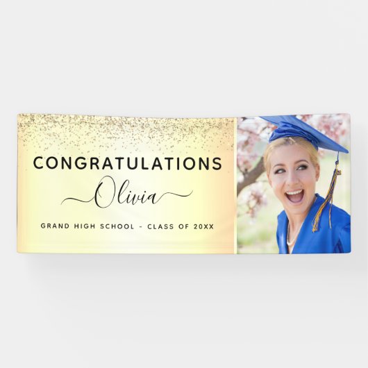 2022 Afstuderen Glitter Gold Black Spandoek (Horizontaal)