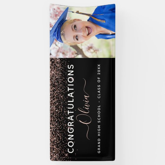 2022 Afstuderen Glitter Roos Gold Blush Pink Black Spandoek (Verticaal)