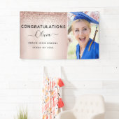 2022 Afstuderen Glitter Roos Gold Blush Pink Spandoek (Insitu)