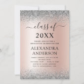 2022 Afstuderen Glitter Roos Gold Pink Silver Kaart (Voorkant)