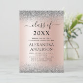 2022 Afstuderen Glitter Roos Gold Pink Silver Kaart (Staand voorkant)
