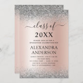 2022 Afstuderen Glitter Roos Gold Pink Silver Kaart (Voorkant / Achterkant)