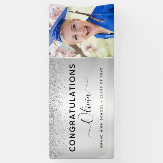 2022 Afstuderen Glitter Silver Black Spandoek (Verticaal)