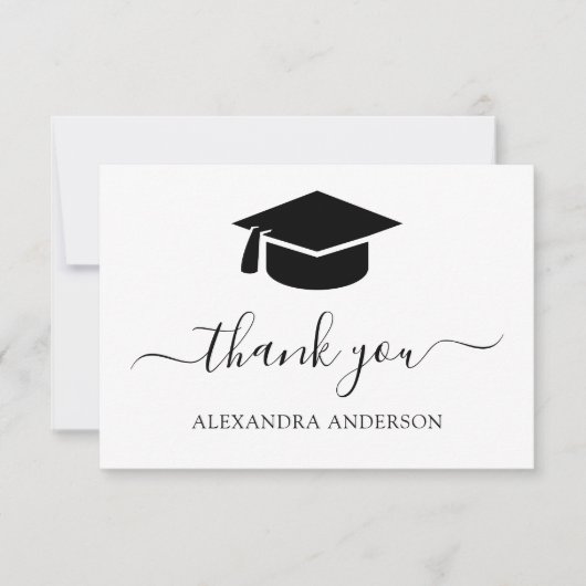 2022 Afstuderen Hartelijk dank, zwart wit Bedankkaart (Voorkant)