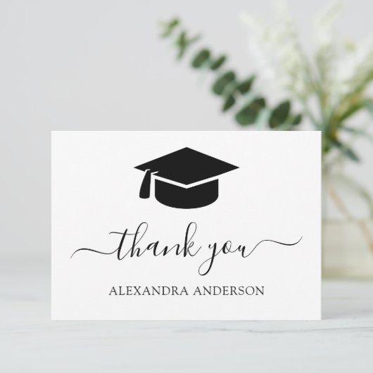 2022 Afstuderen Hartelijk dank, zwart wit Bedankkaart (Staand voorkant)