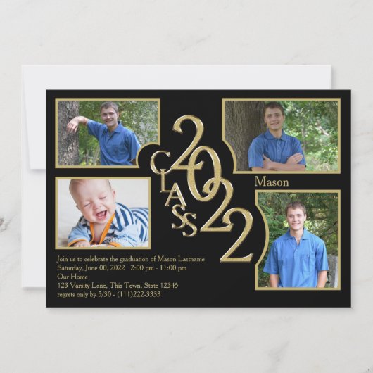 2022 Afstuderen Klasse van Quad Foto Zwart Kaart (Voorkant)