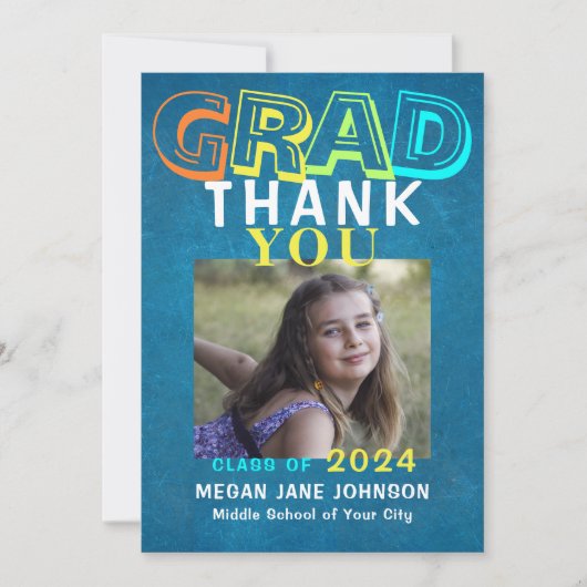 2022 afstuderen kleurrijke middelbare school afstu bedankkaart (Voorkant)