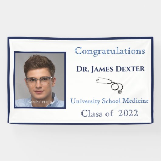 2022 Afstuderen Medisch School Stethoscoop Spandoek (Horizontaal)