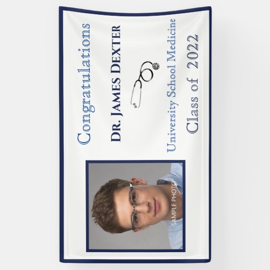 2022 Afstuderen Medisch School Stethoscoop Spandoek (Verticaal)