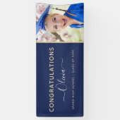 2022 Afstuderen Navy Blue Gold High School College Spandoek (Verticaal)