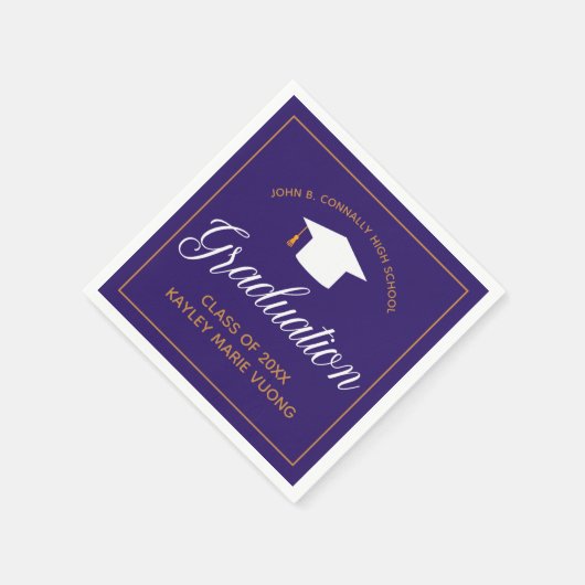 2022 Afstuderen Paars Gold Custom School Monogram Servet (Hoek)