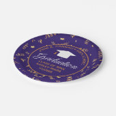 2022 Afstuderen Paarse Gold Custom Streamers Party Papieren Bordje (Gekanteld)