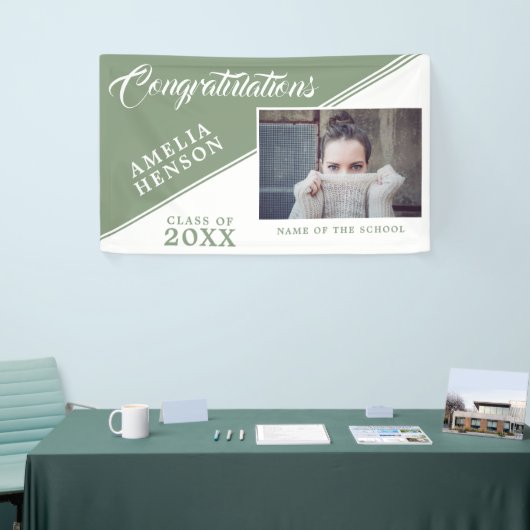 2022 Afstuderen Pastel Green Afstuderen Foto Spandoek (Beurs)