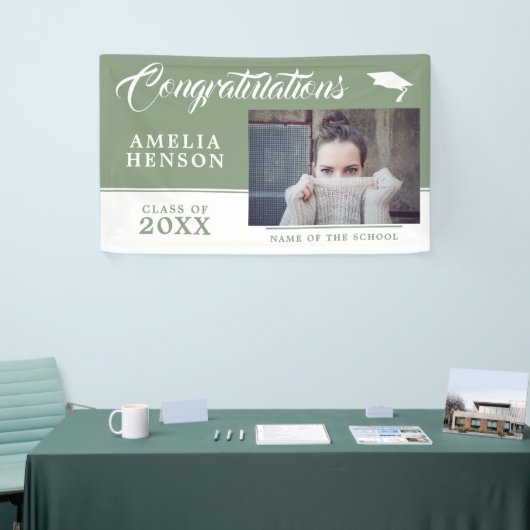 2022 Afstuderen Pastel Green Afstuderen Fotoparty Spandoek (Beurs)