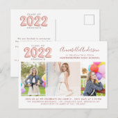 2022 Afstuderen Roos Gold 3 Fotogradatie Partij Uitnodiging Briefkaart (Voorkant / Achterkant)