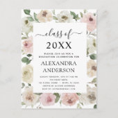 2022 Afstuderen Stof Roos Roze Afstuderen Floral Briefkaart (Voorkant)