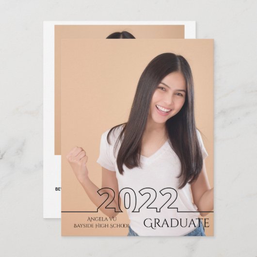 2022 Afstuderen Trendy Full Photo Modern Afstudere Aankondiging (Voorkant / Achterkant)