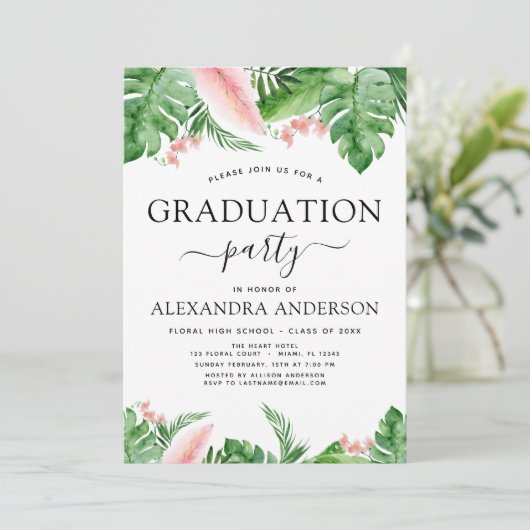 2022 Afstuderen Waterverf tropische palmsoorten Kaart (Staand voorkant)