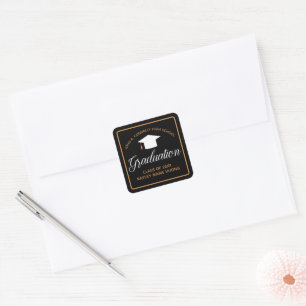2022 Afstuderen zwarte goudschool Elegant Vierkante Sticker