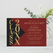 2022 Afstuderen zwarte rode, moderne bewerkbare kl Kaart (Staand voorkant)