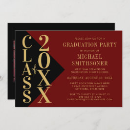 2022 Afstuderen zwarte rode, moderne bewerkbare kl Kaart