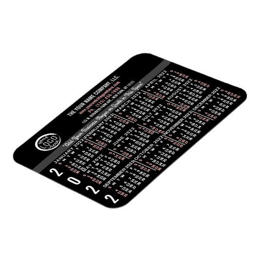 2022 Agenda - Aangepaste bedrijfsnaam - Zwarte Gem Magneet (Linkerzijde)