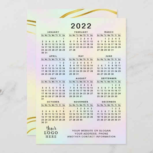 2022 Agenda Business Logo Pastel Holographic Programmakaart (Voorkant / Achterkant)