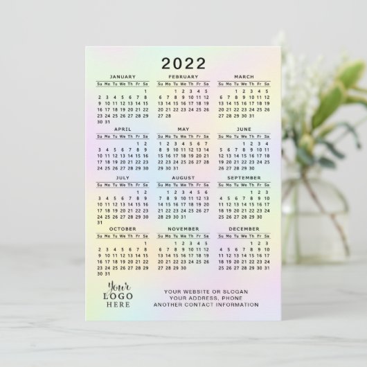 2022 Agenda Business Logo Pastel Holographic Programmakaart (Staand voorkant)