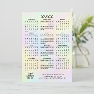 2022 Agenda Business Logo Pastel Holographic Programmakaart
